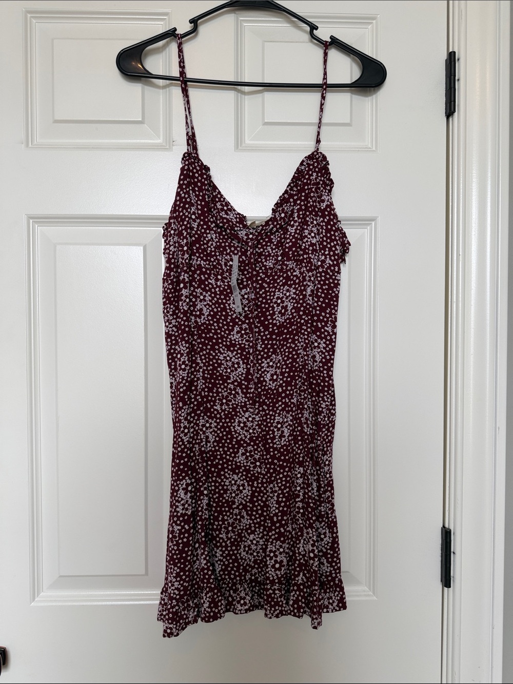 La Hearts Burgundy Spaghetti Strap Floral Mini Dress